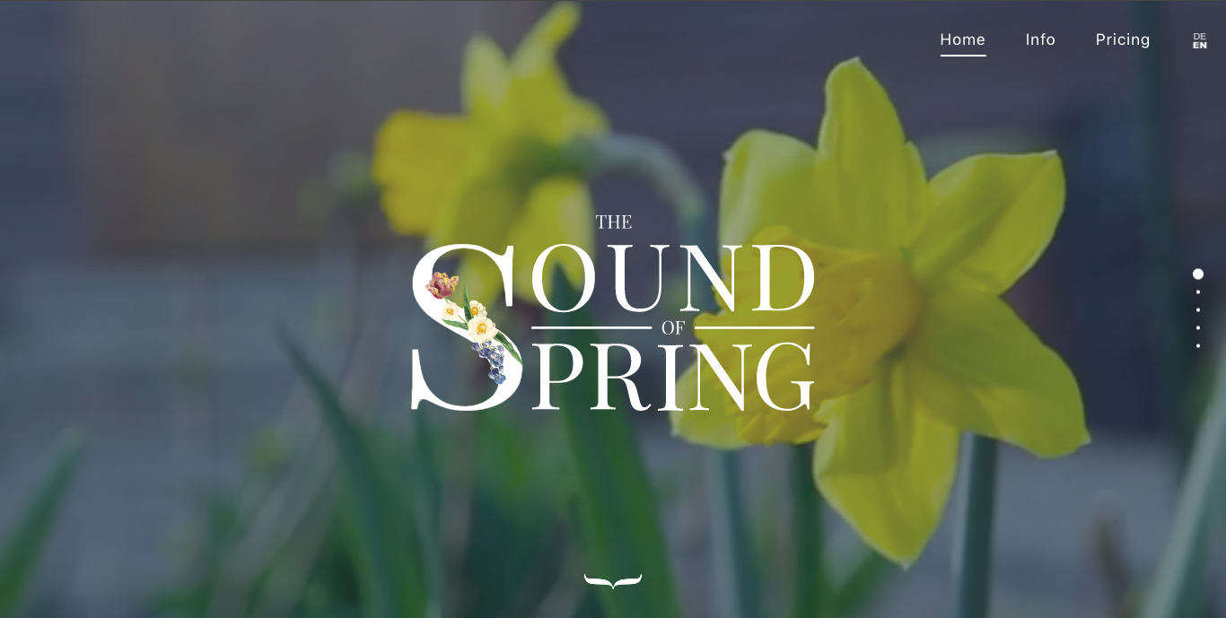 Flores amarillas ilustran el sitio web "The Sound of Spring"